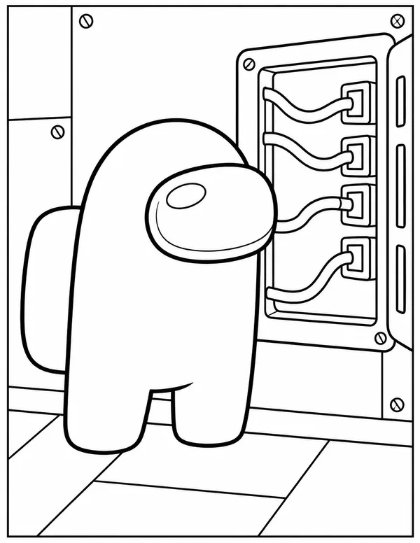 Among Us crewmate fixing wires coloring page