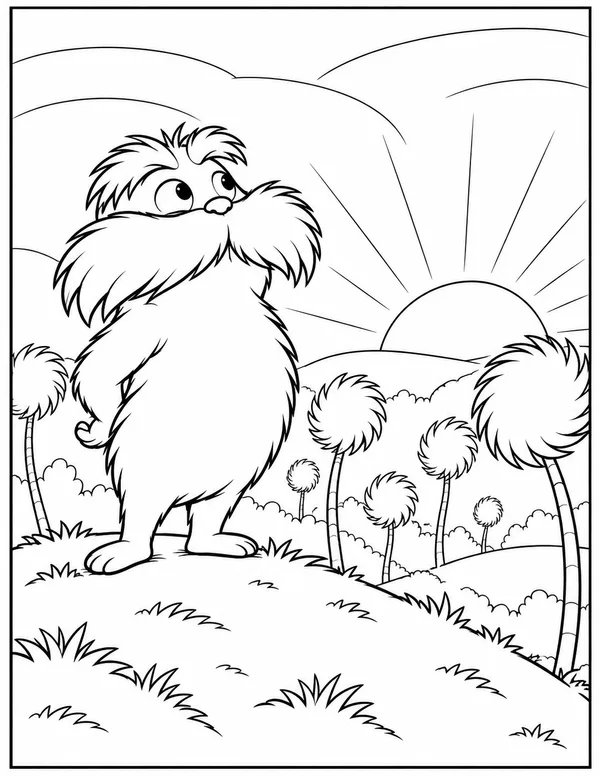 The Lorax watching the sunrise coloring page