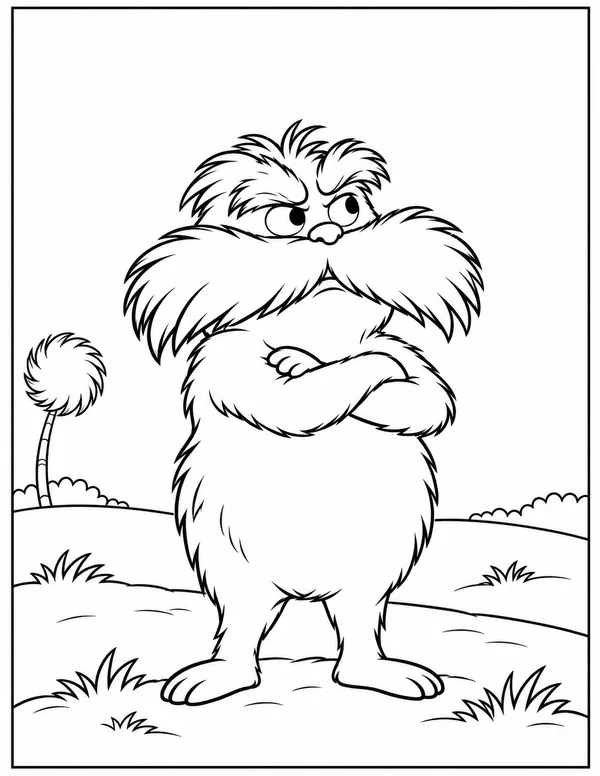 The Lorax speaking for the trees coloring page
