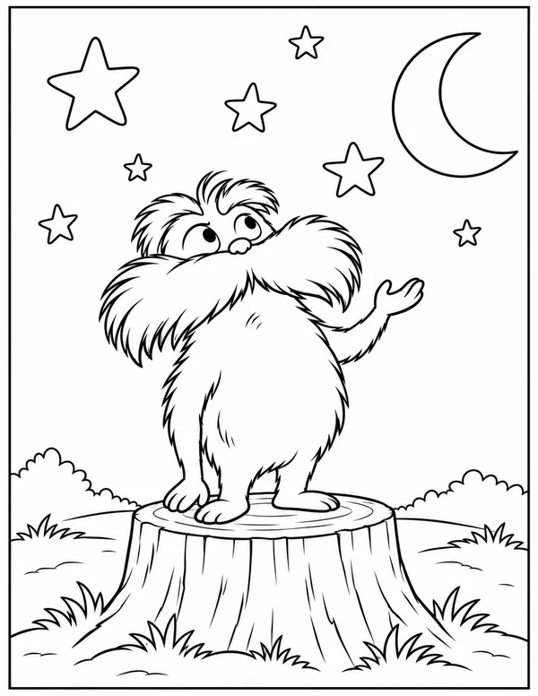 The Lorax looking at the stars coloring page